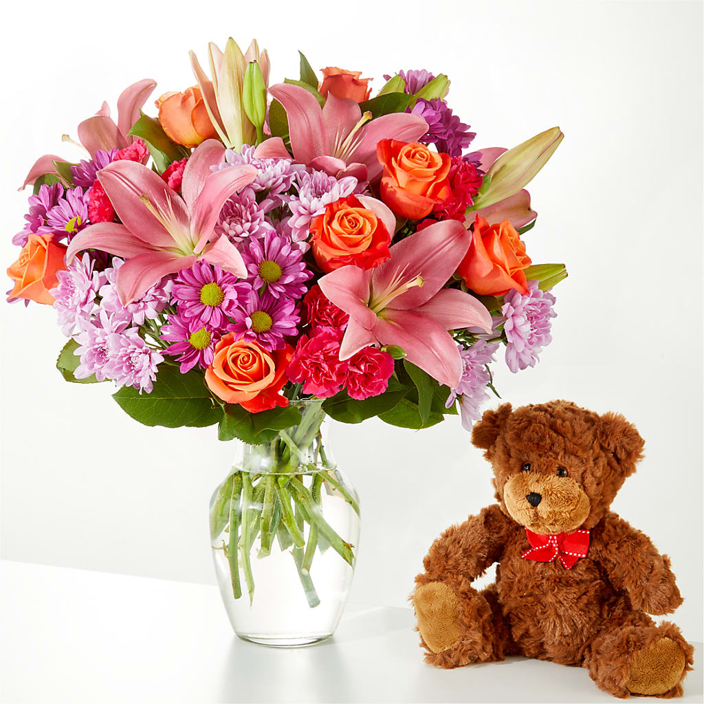One and Only Bouquet and Bear Bundle – Halstead Floral At The Plaza, Halstead KS
