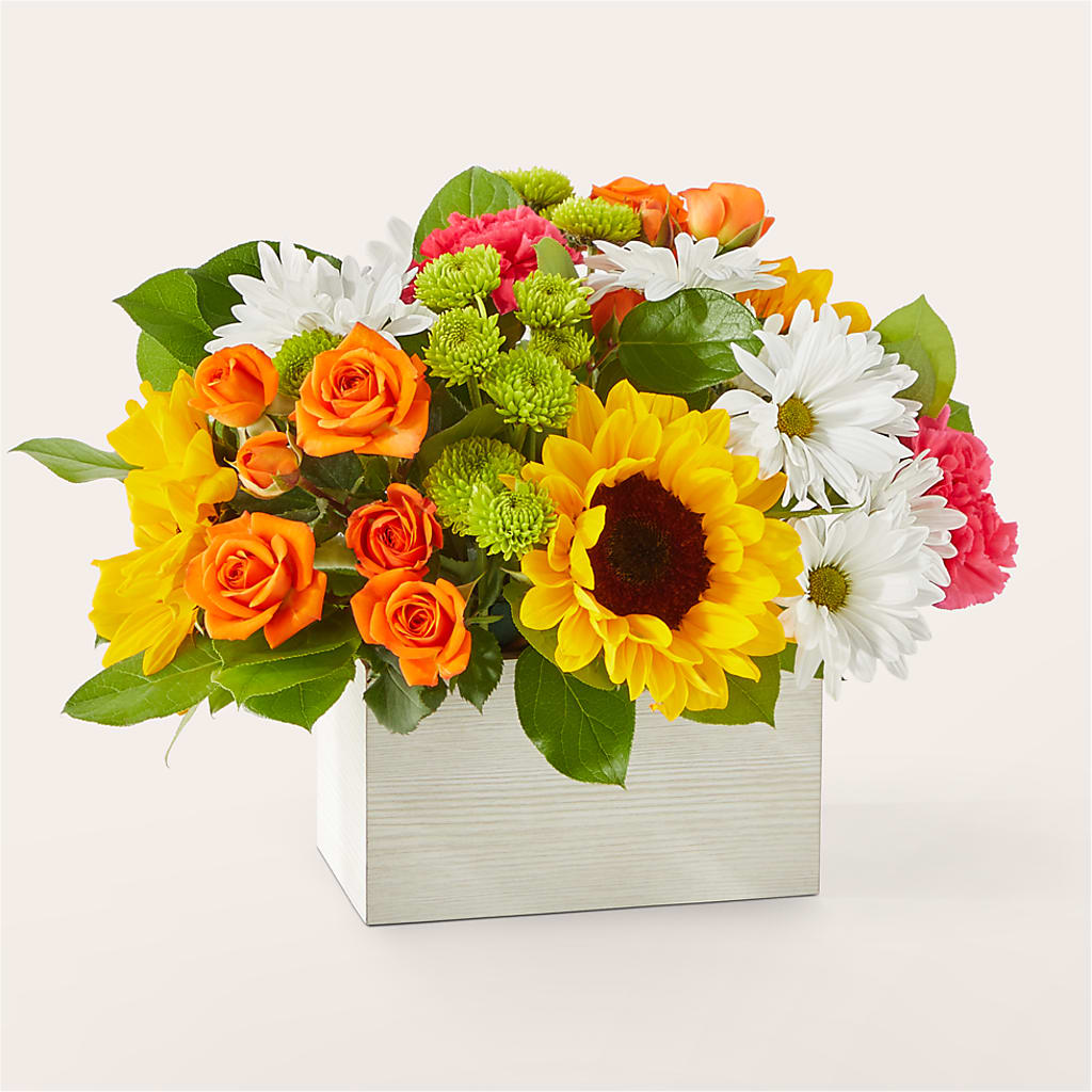 Sun-drenched Blooms Box Bouquet – Halstead Floral At The Plaza, Halstead KS