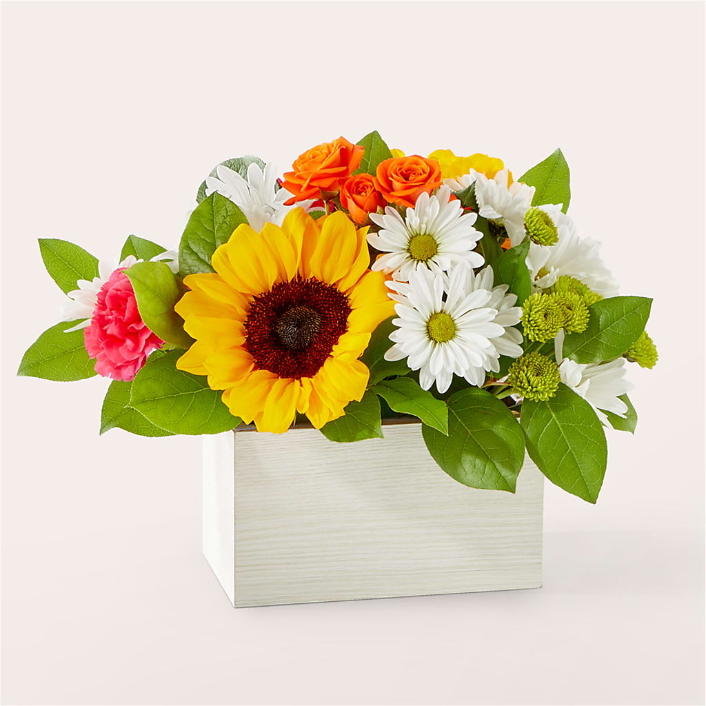 Sun-drenched Blooms Box Bouquet – Halstead Floral At The Plaza, Halstead KS