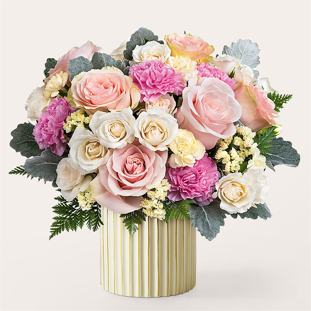 Blissful Moments Bouquet with Ivory Vase – Halstead Floral At The Plaza, Halstead KS