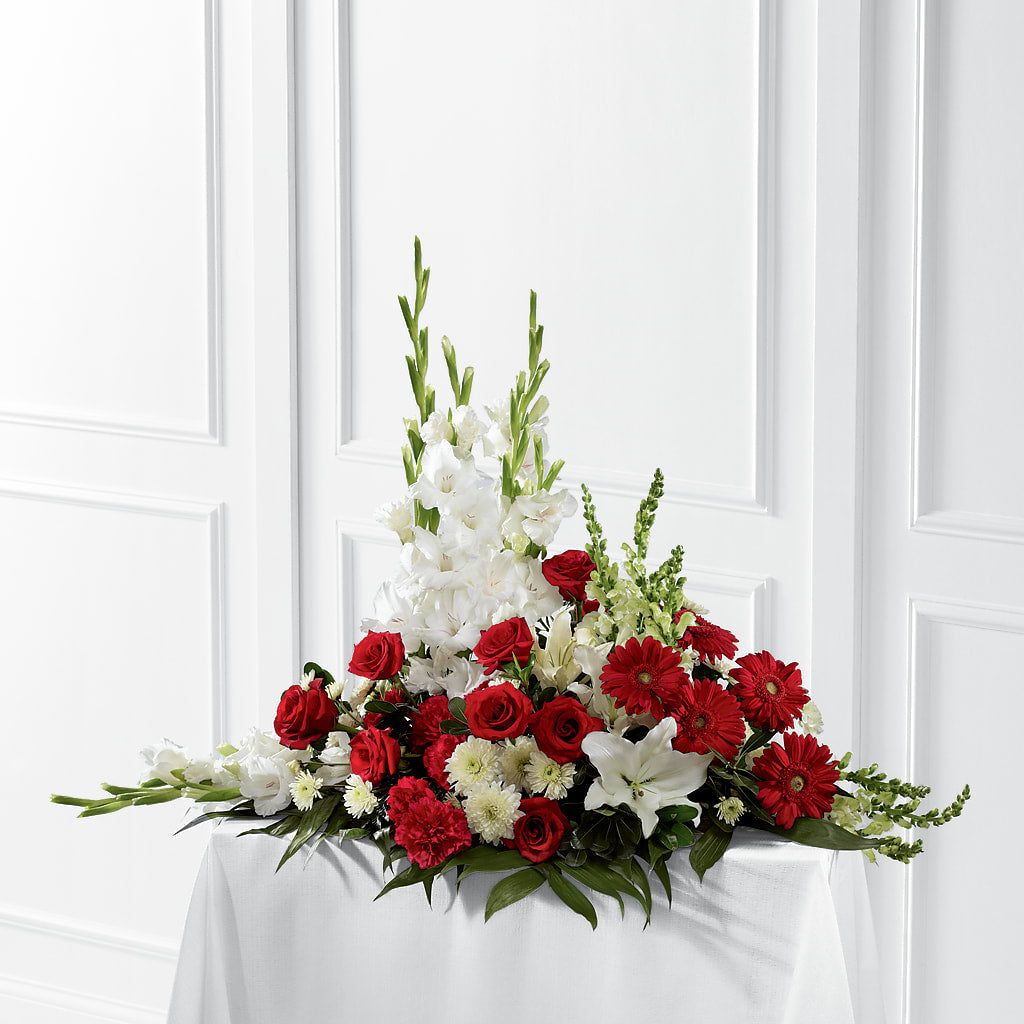 Crimson & White Arrangement – Halstead Floral At The Plaza, Halstead KS