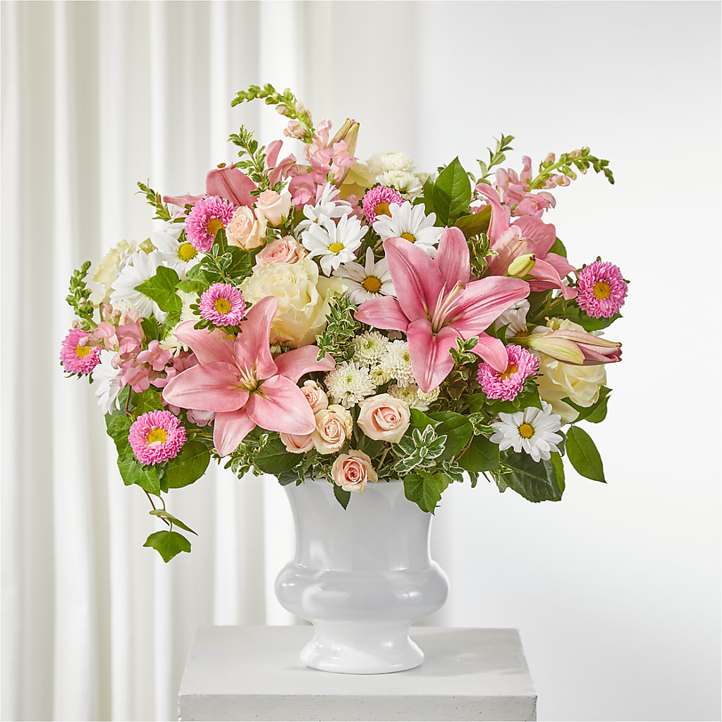 Empathetic Blooms Urn Arrangement – Halstead Floral At The Plaza, Halstead KS