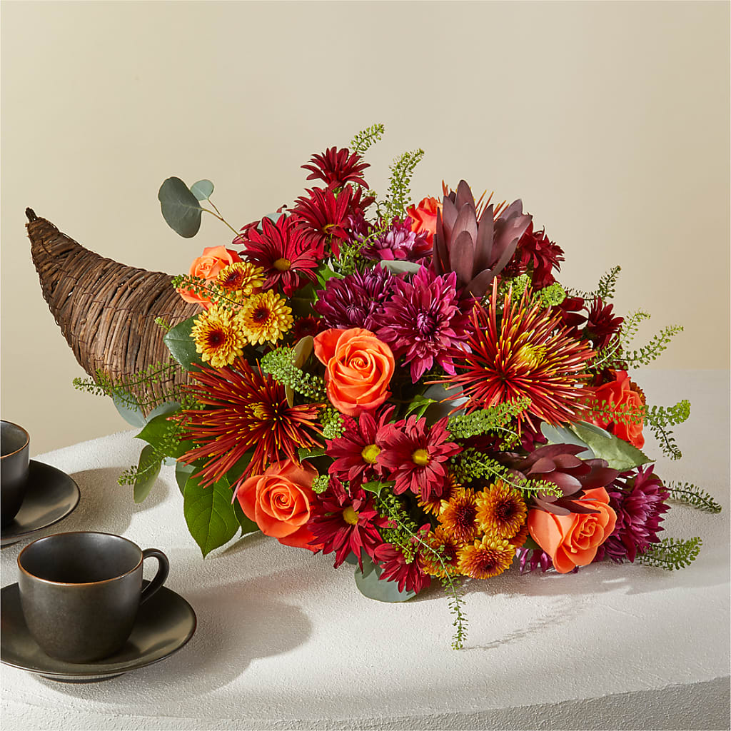 Autumn Herald Cornucopia – Halstead Floral At The Plaza, Halstead KS