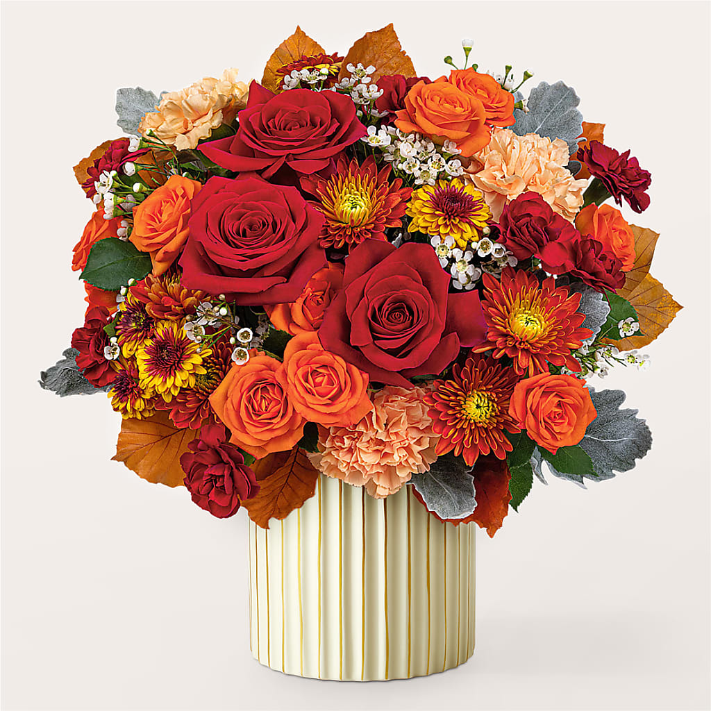 Merlot Bouquet with Ivory Vase – Halstead Floral At The Plaza, Halstead KS