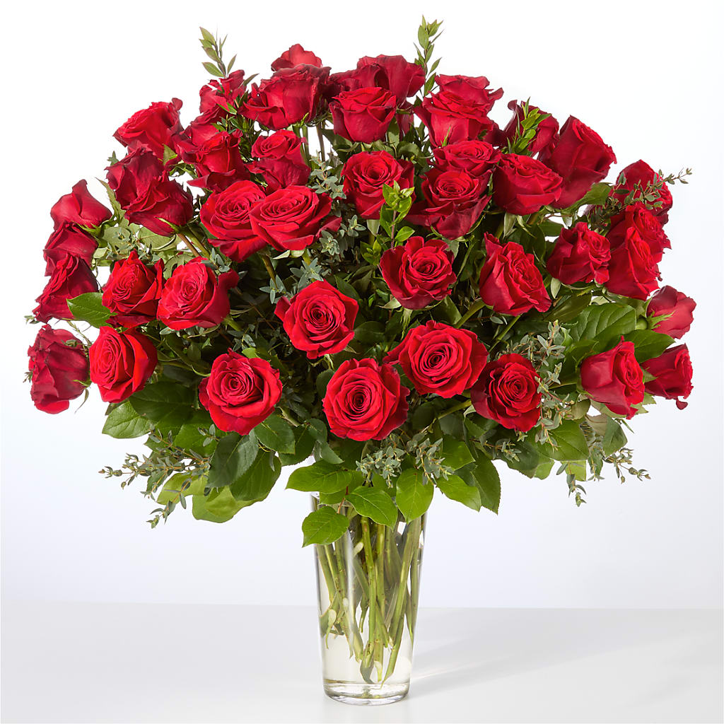 Forever Yours Fifty Stem Red Rose Bouquet – Halstead Floral At The Plaza, Halstead KS