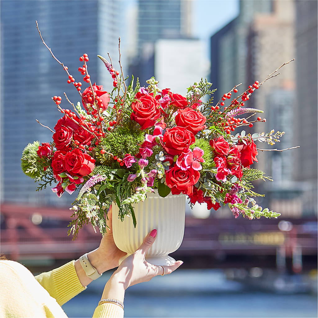 Big Red Bow Bouquet –  Halstead Floral At The Plaza, Halstead KS
