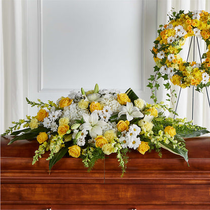 Golden Harmony Casket Spray –  Halstead Floral At The Plaza, Halstead KS