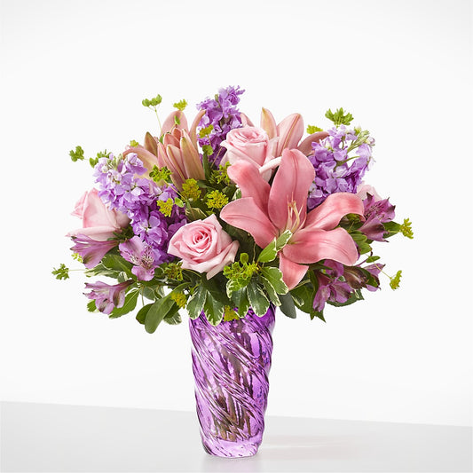 Precious Petals Bouquet with Luxe Swirl Vase –  Halstead Floral At The Plaza, Halstead KS