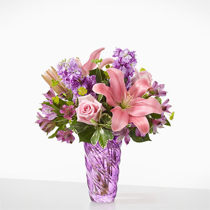 Precious Petals Bouquet with Luxe Swirl Vase –  Halstead Floral At The Plaza, Halstead KS