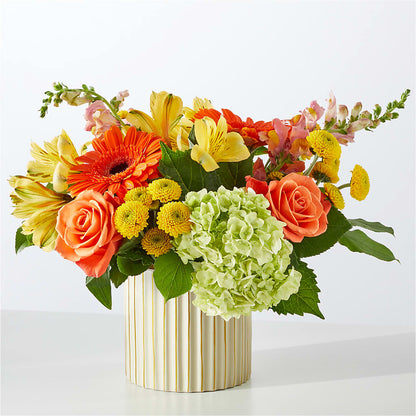 Autumn Sunshine Bouquet with Ivory Vase –  Halstead Floral At The Plaza, Halstead KS
