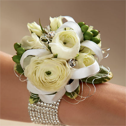 White Wedding Corsage –  Halstead Floral At The Plaza, Halstead KS